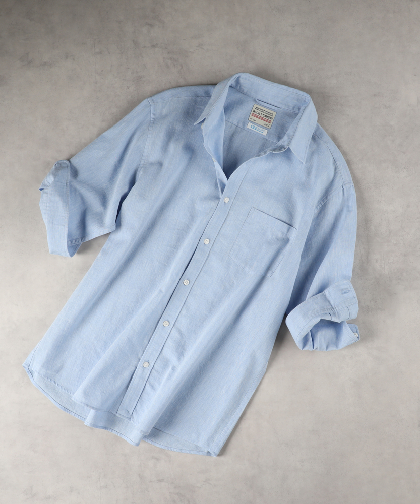しちしちさん専用 COOL MAX」麻混七分シャツ(S サックス): トップス｜Right-on公式