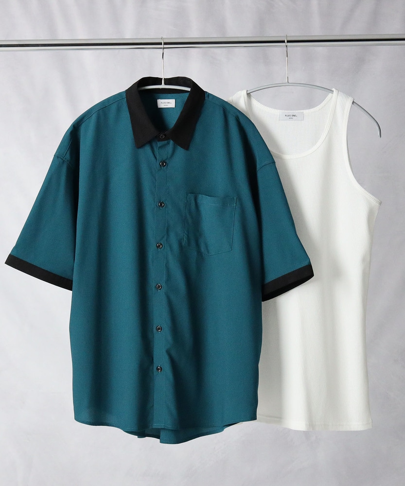 シャツ タンクトップがセット バイカラーシャツレイヤード ジーンズセレクトショップ ライトオン