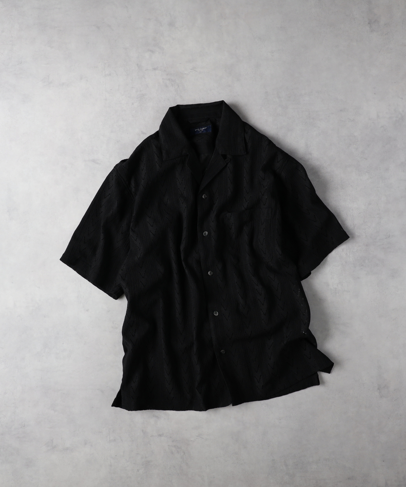 Schott 透かし編み 半袖シャツ XL クリーム色 夏新作透かし編み ニット半袖シャツ メンズ サマーニット