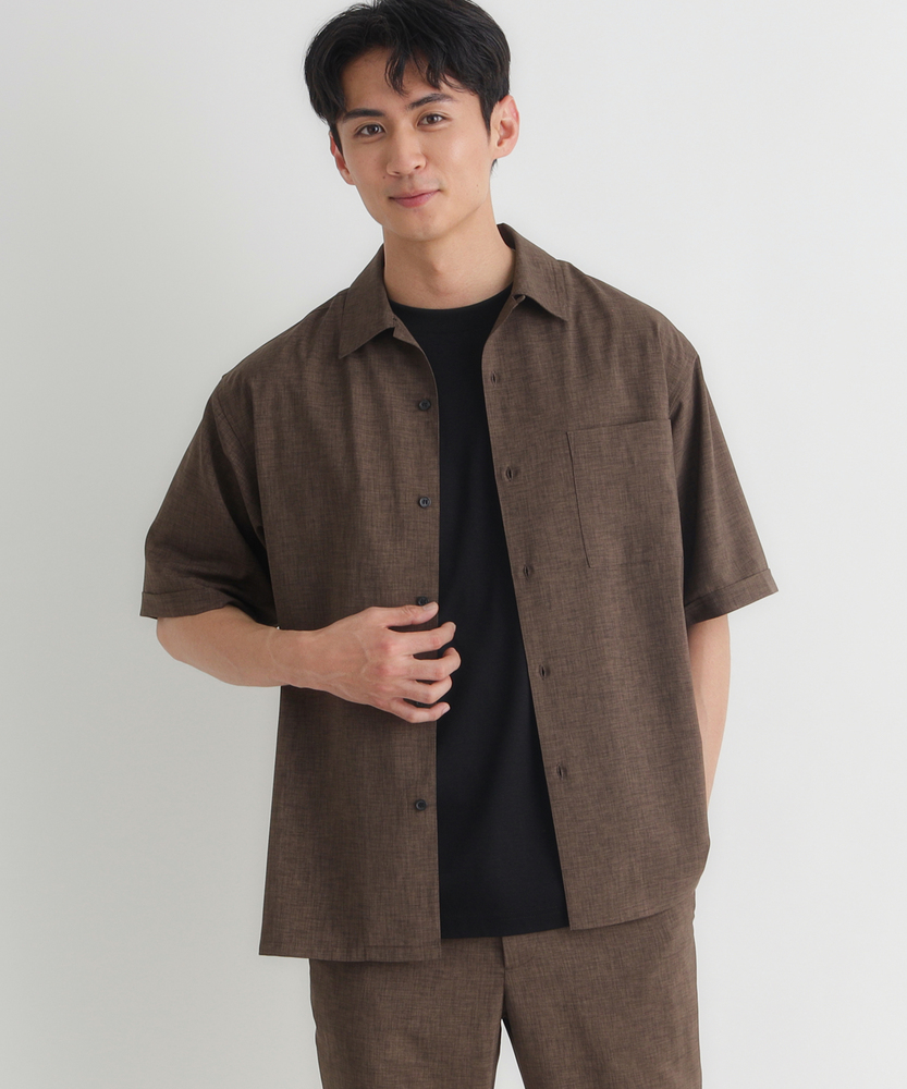 リネンライク半袖シャツ/セットアップ対応