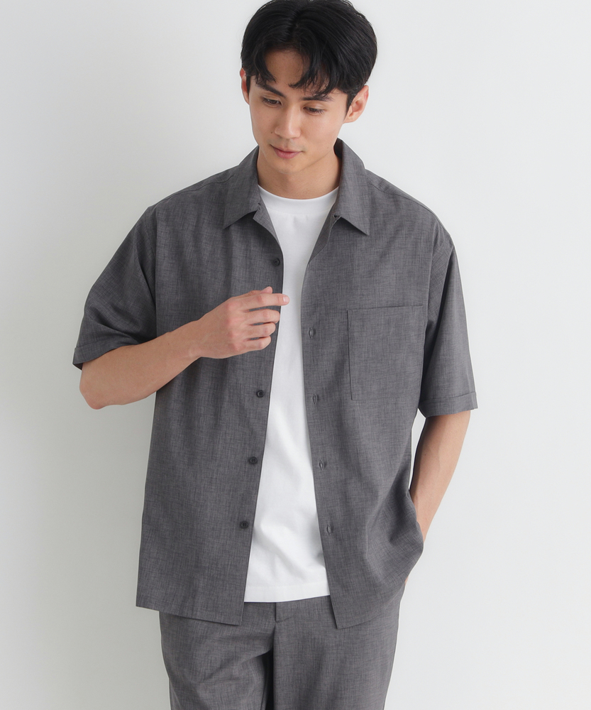 リネンライク半袖シャツ/セットアップ対応