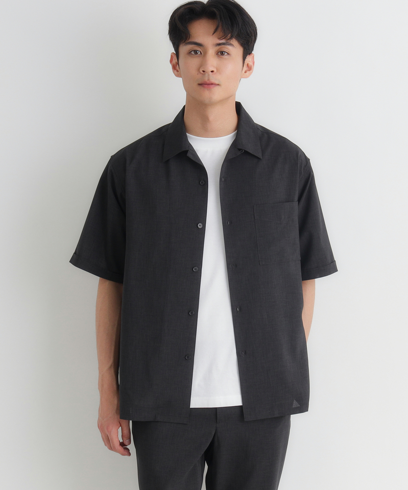 リネンライク半袖シャツ/セットアップ対応