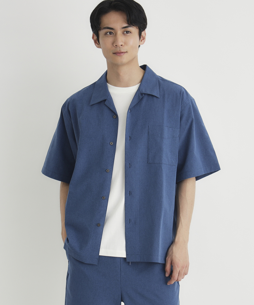 メッシュ織り半袖シャツ/セットアップ対応