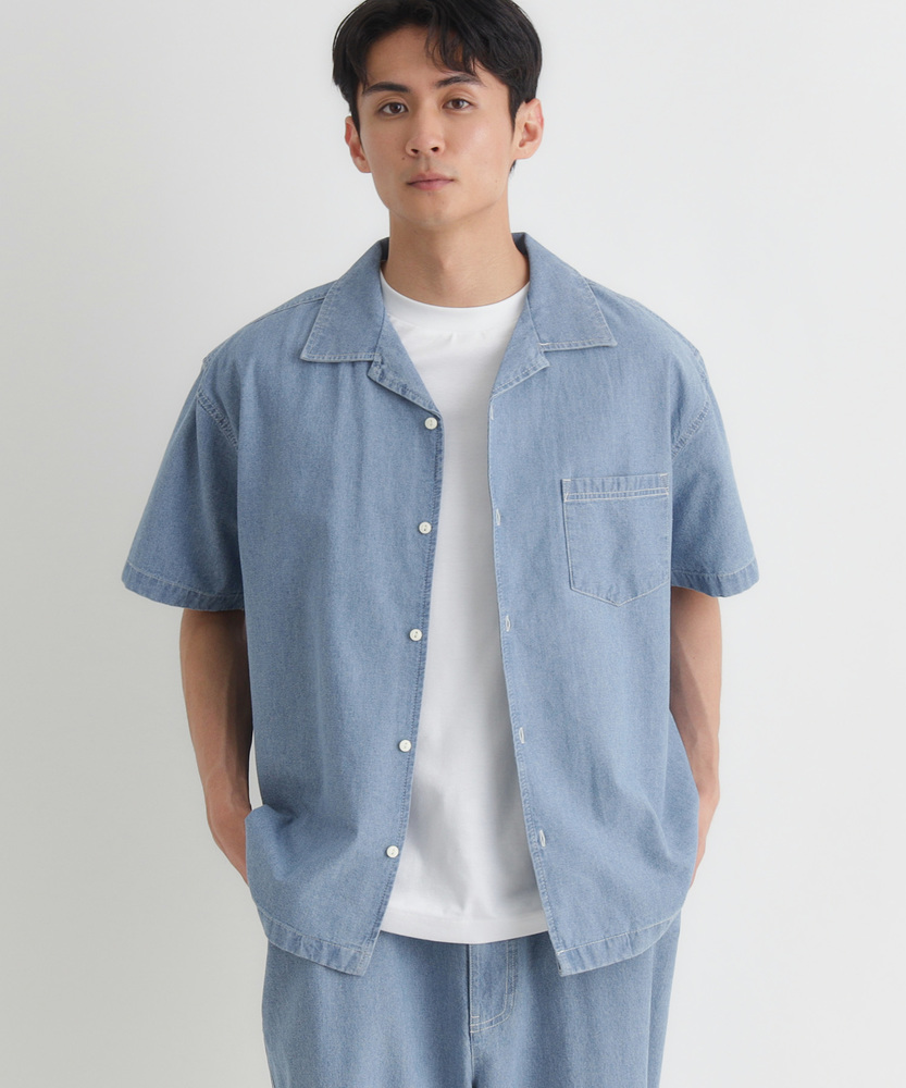 シャンブレー半袖シャツ/セットアップ対応