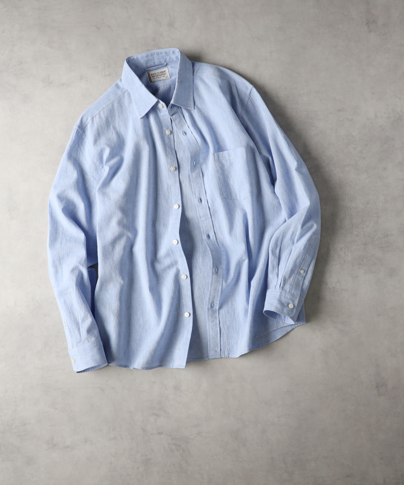 【OUR】綿100%の播州織シャツ（サックスブルー） 綿100%の播州織シャツ – OURHOME
