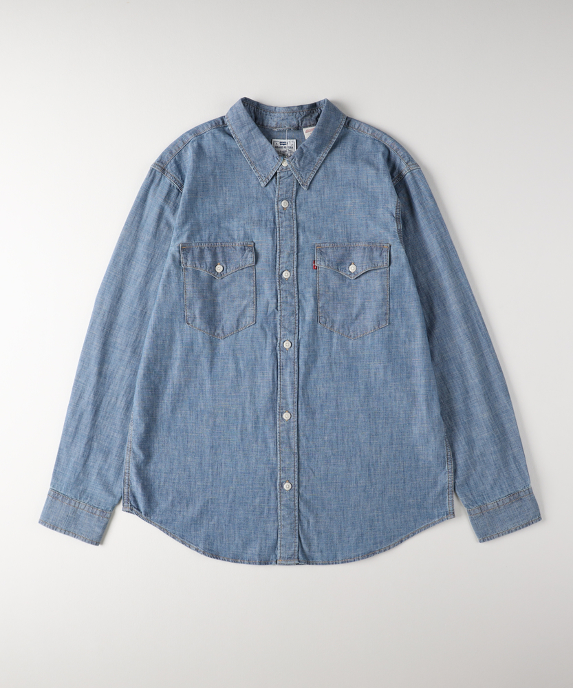 美品 ビアズリー 切手柄プリントドッキングデニムシャツ 切替ブラウス ワイド トップス/シャツ/ブラウス｜Right-on公式オンラインショップ
