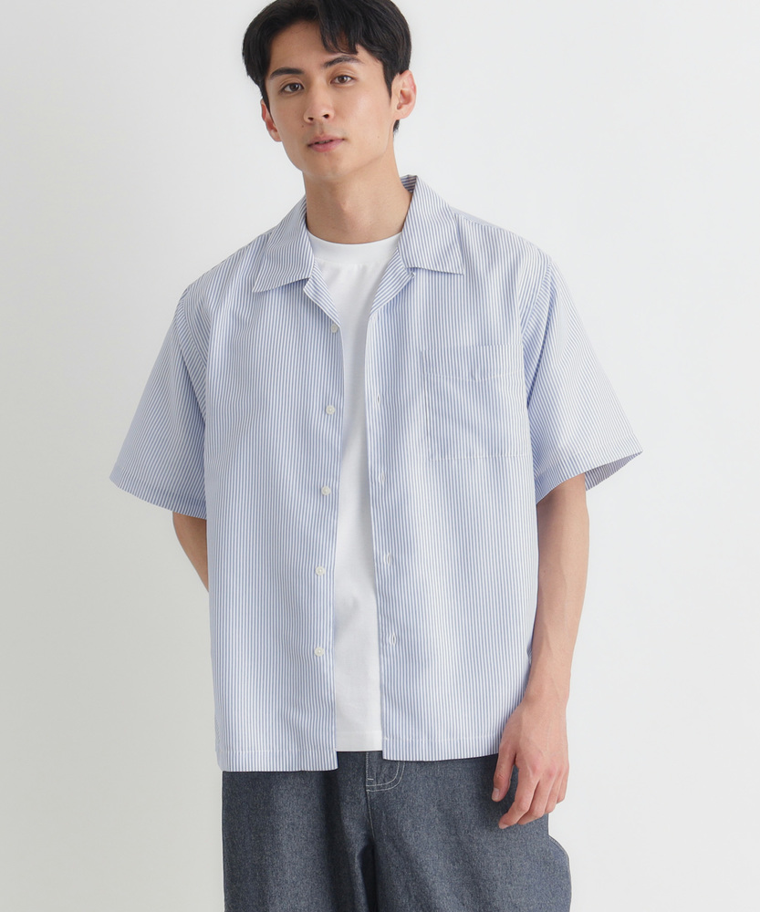 オックスストライプ半袖シャツ