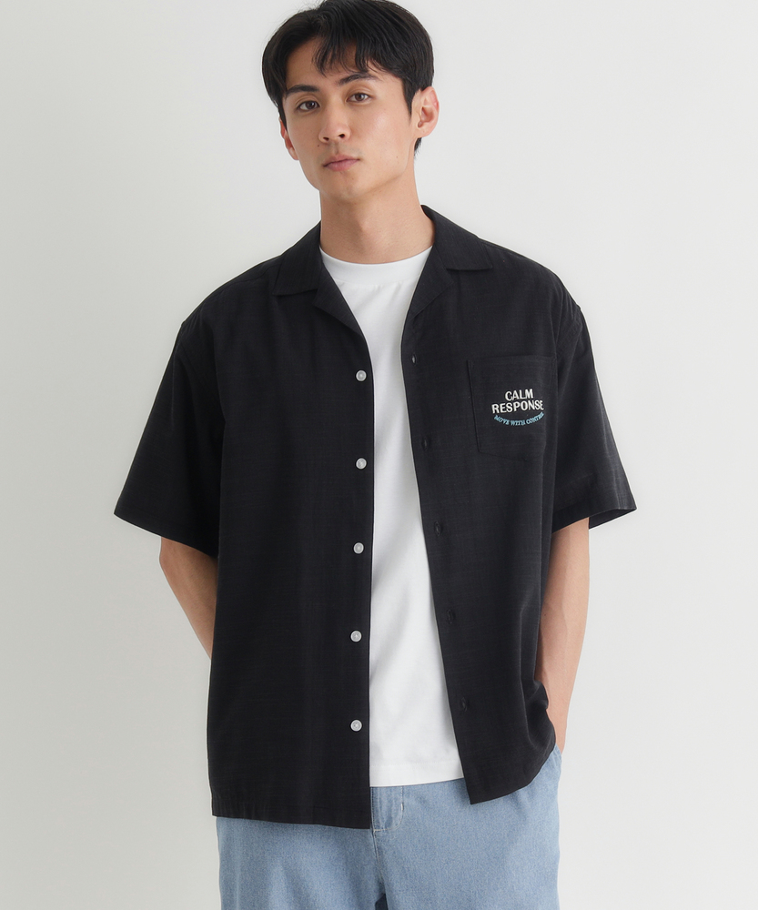 バック刺繍半袖シャツ