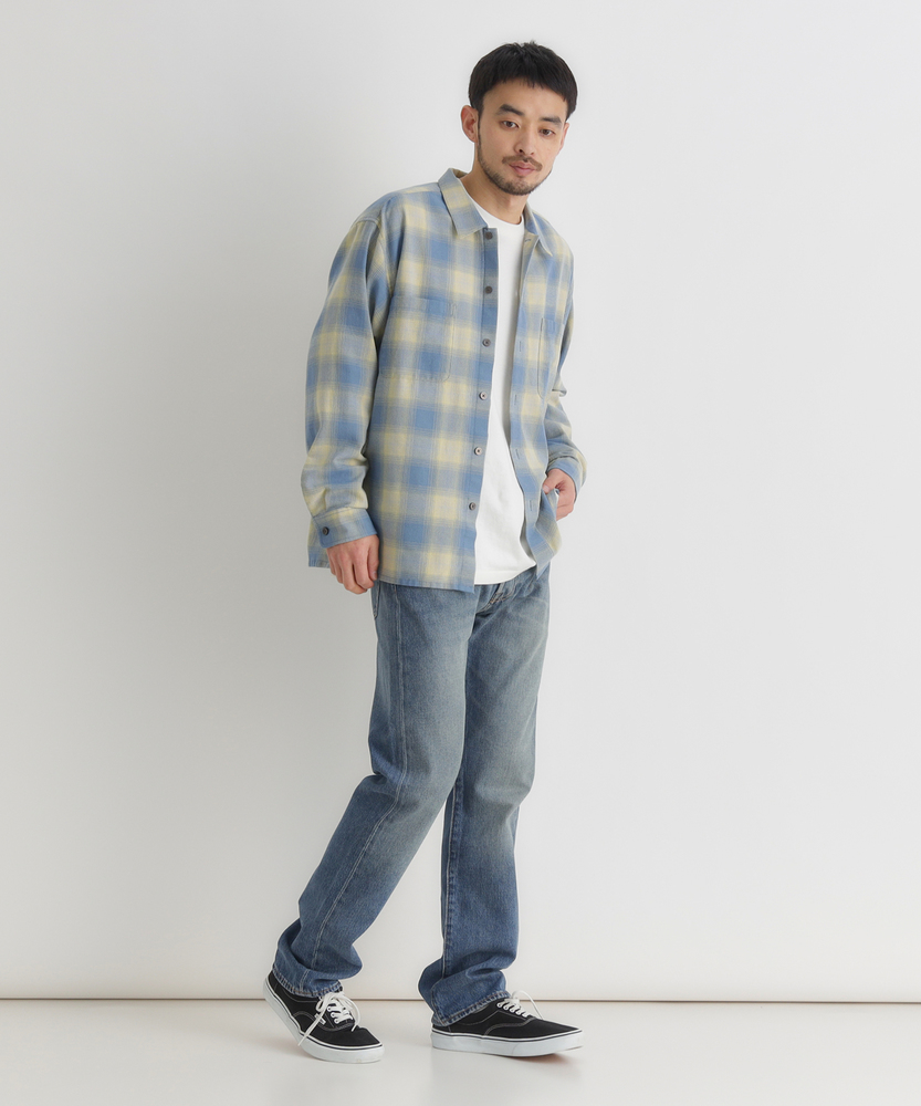 オンブレチェック長袖シャツ(S ブルー): トップス｜Right-on公式