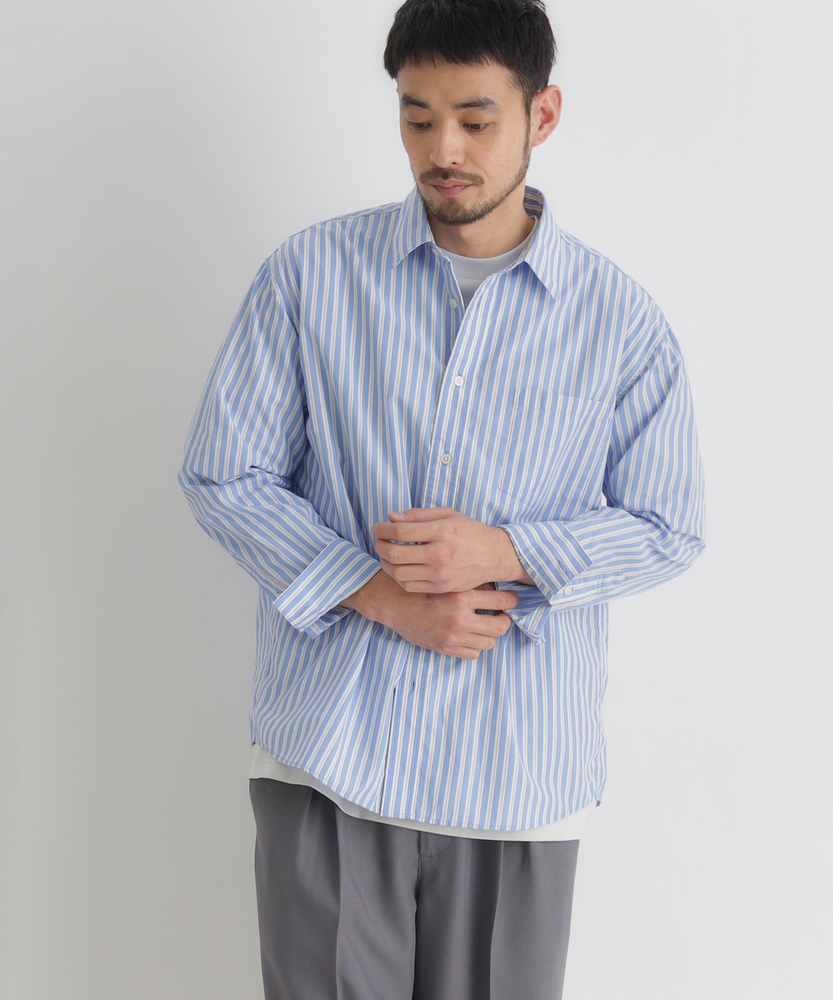ブロードストライプ長袖シャツ