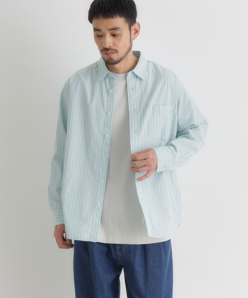 ブロードストライプ長袖シャツ