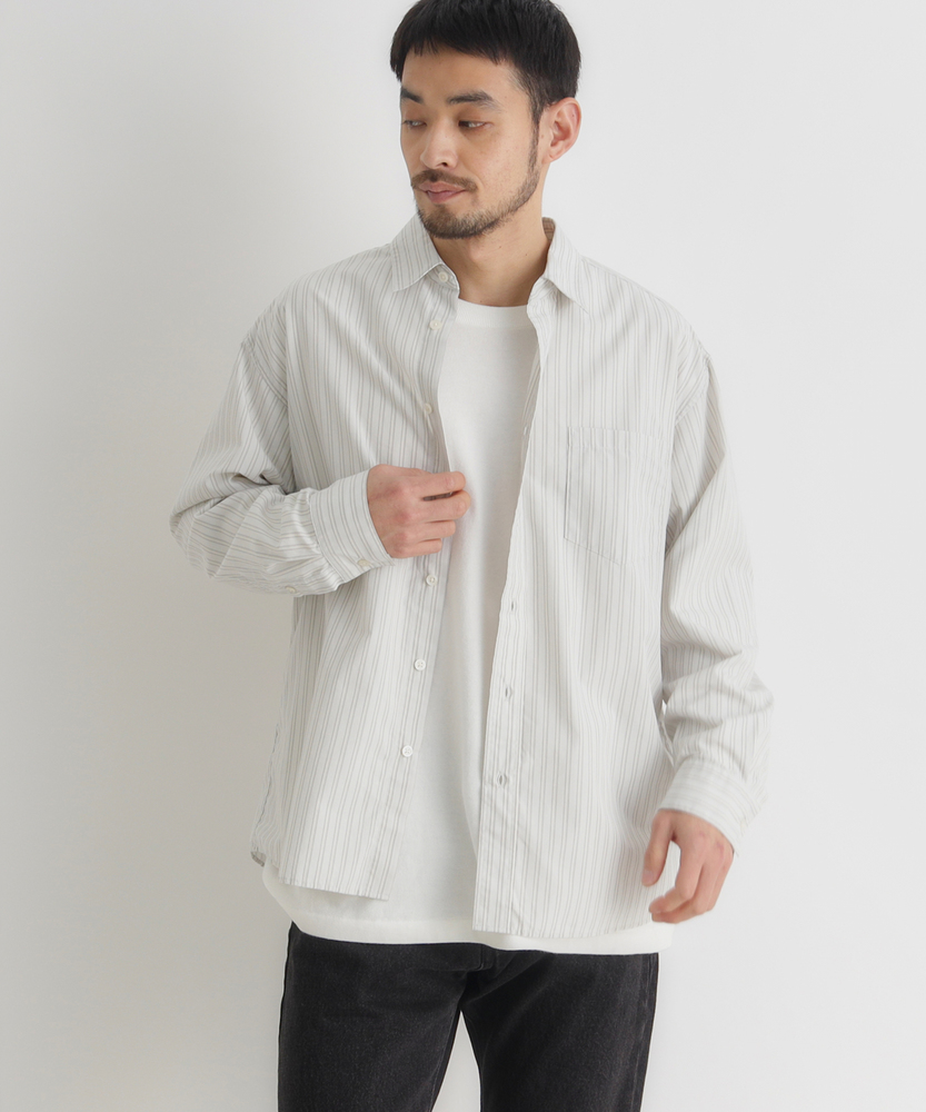 ブロードストライプ長袖シャツ