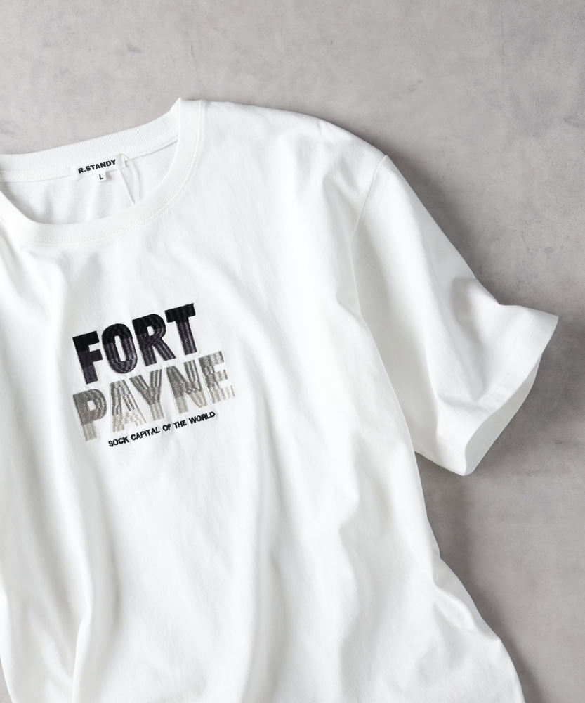 ホワイト グラフィック Tシャツ タイポグラフィック刺繍Tシャツ(M ホワイト): トップス｜Right