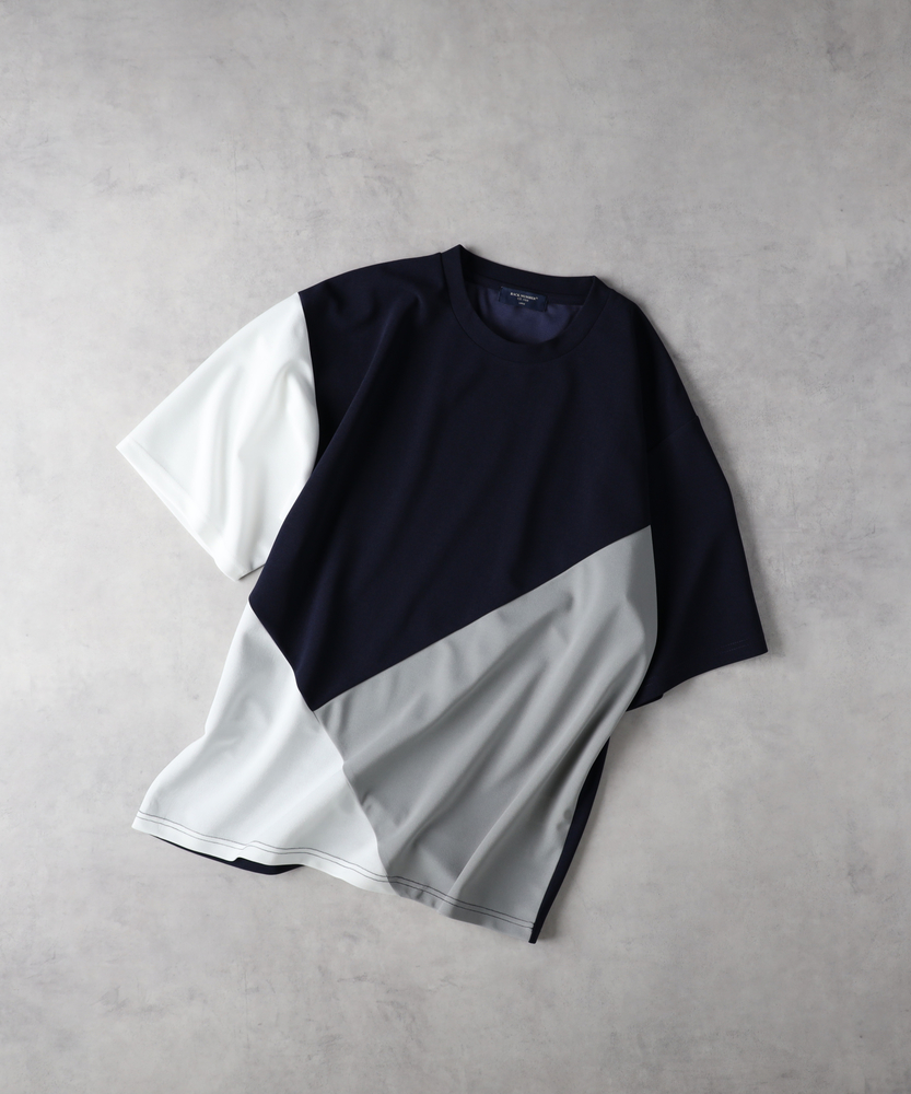 3117　こちらは専用です ジョーゼット斜め切替えデザインTシャツ(M ブラック): トップス