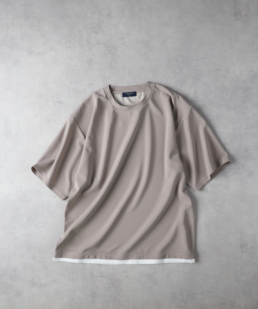 ジョーゼットフェイクレイヤードTシャツ(M グリーン): トップス