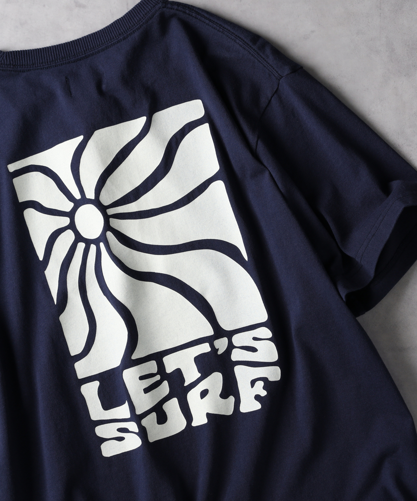【HTH】shirring tee ネイビー オゾン加工サンモチーフプリントTシャツ(M ネイビー): トップス