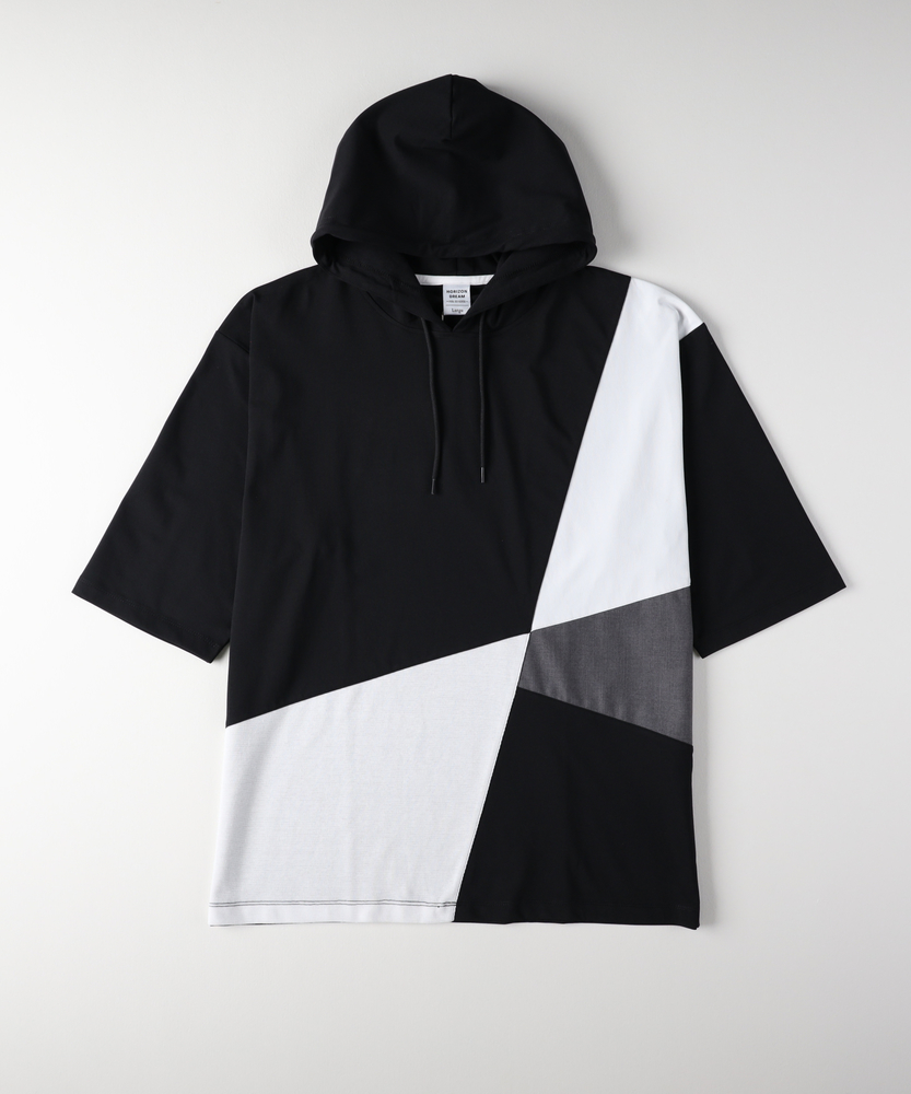 ブロック切替フード付きTシャツ