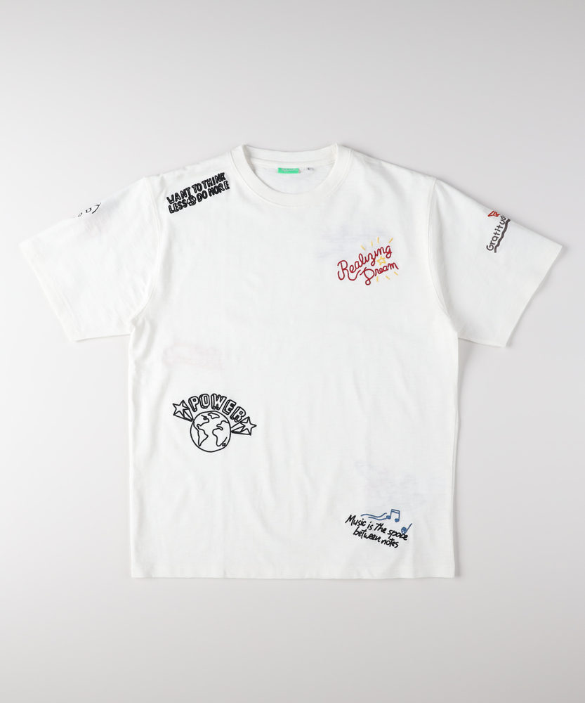 スラブ刺繍ロゴ半袖Tシャツ