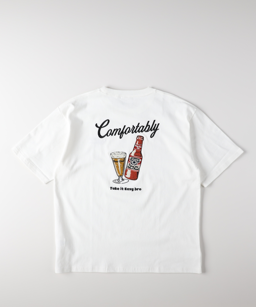 POWER TO THE PEOPLE」グラフィック刺繍Tシャツ(S ホワイト): トップス