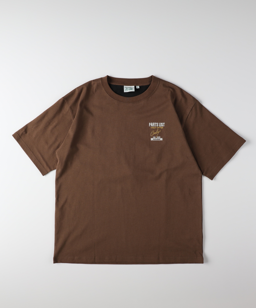 POWER TO THE PEOPLE」グラフィック刺繍Tシャツ(S ブラウン): トップス