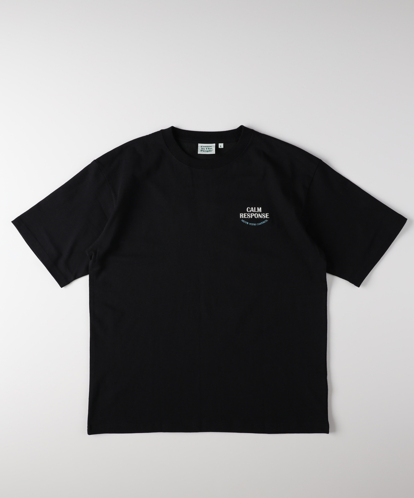 POWER TO THE PEOPLE」グラフィック刺繍Tシャツ(S ブラウン): トップス