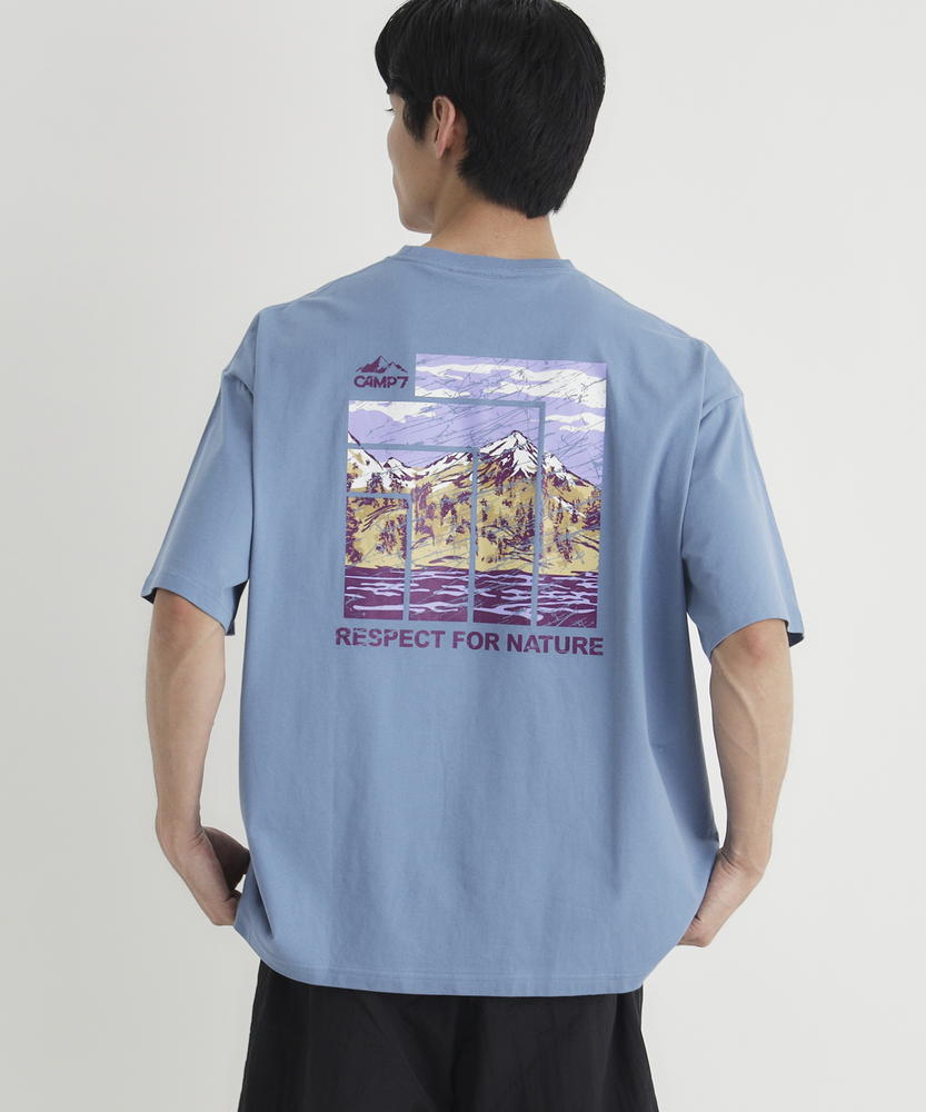 CLANEアートTシャツ アートグラフィックプリントTシャツ(S ブルー): トップス｜Right-on