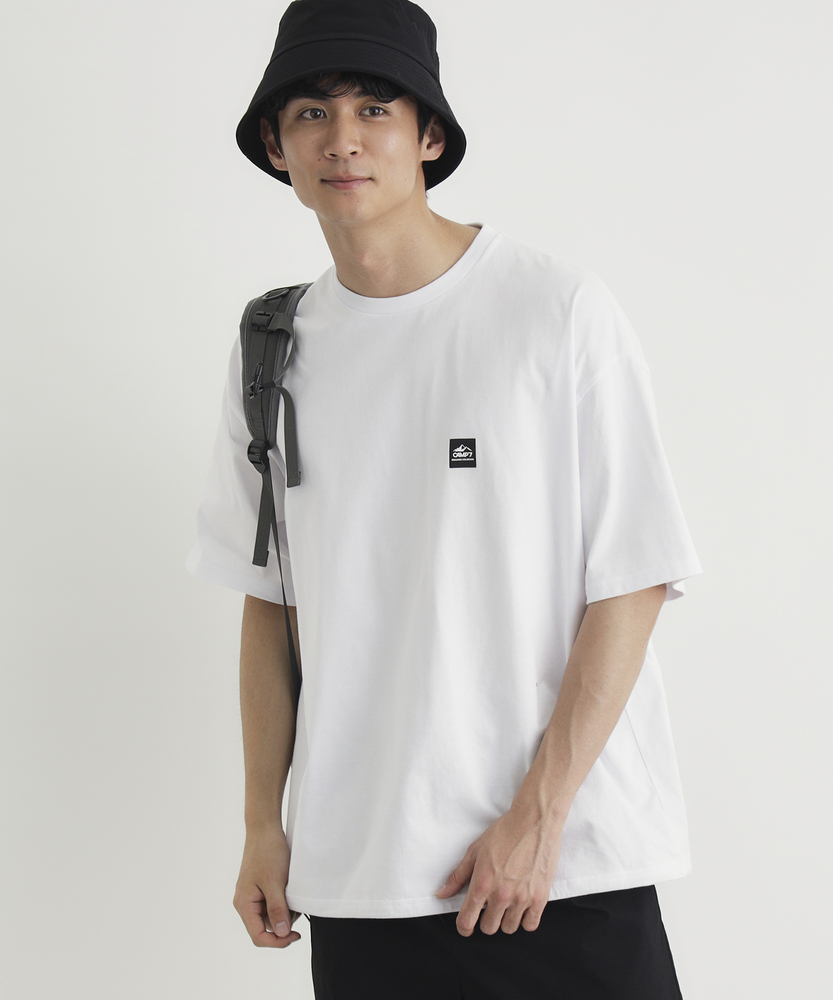 バックストレートラインロゴプリントTシャツ