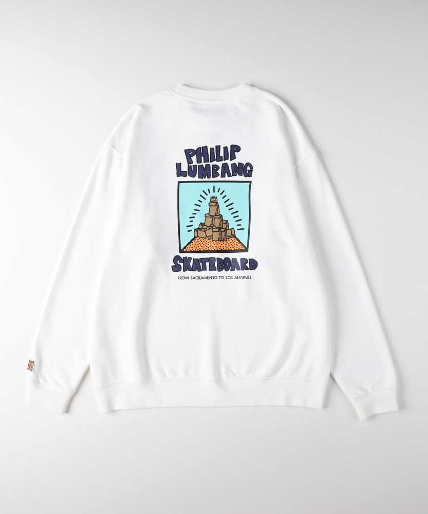 ぶらんページ Philip Lumbang」プリントスウェットプルオーバー(M ネイビー