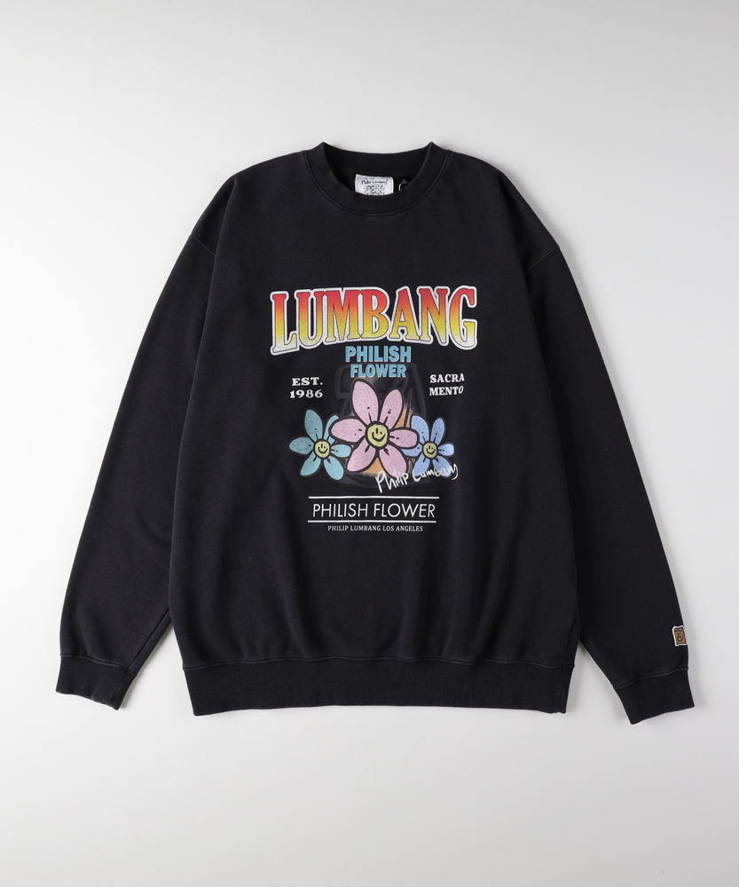 ぶらんページ Philip Lumbang」プリントスウェットプルオーバー(M ネイビー