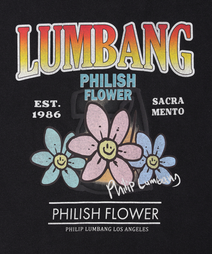 ぶらんページ Philip Lumbang」プリントスウェットプルオーバー(M ネイビー