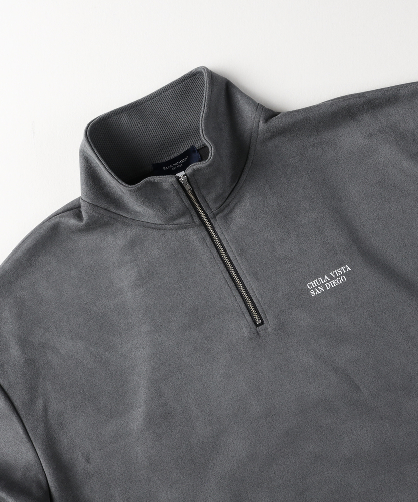 フェイクスエードハーフZIPトレーナー(M ライトグレー