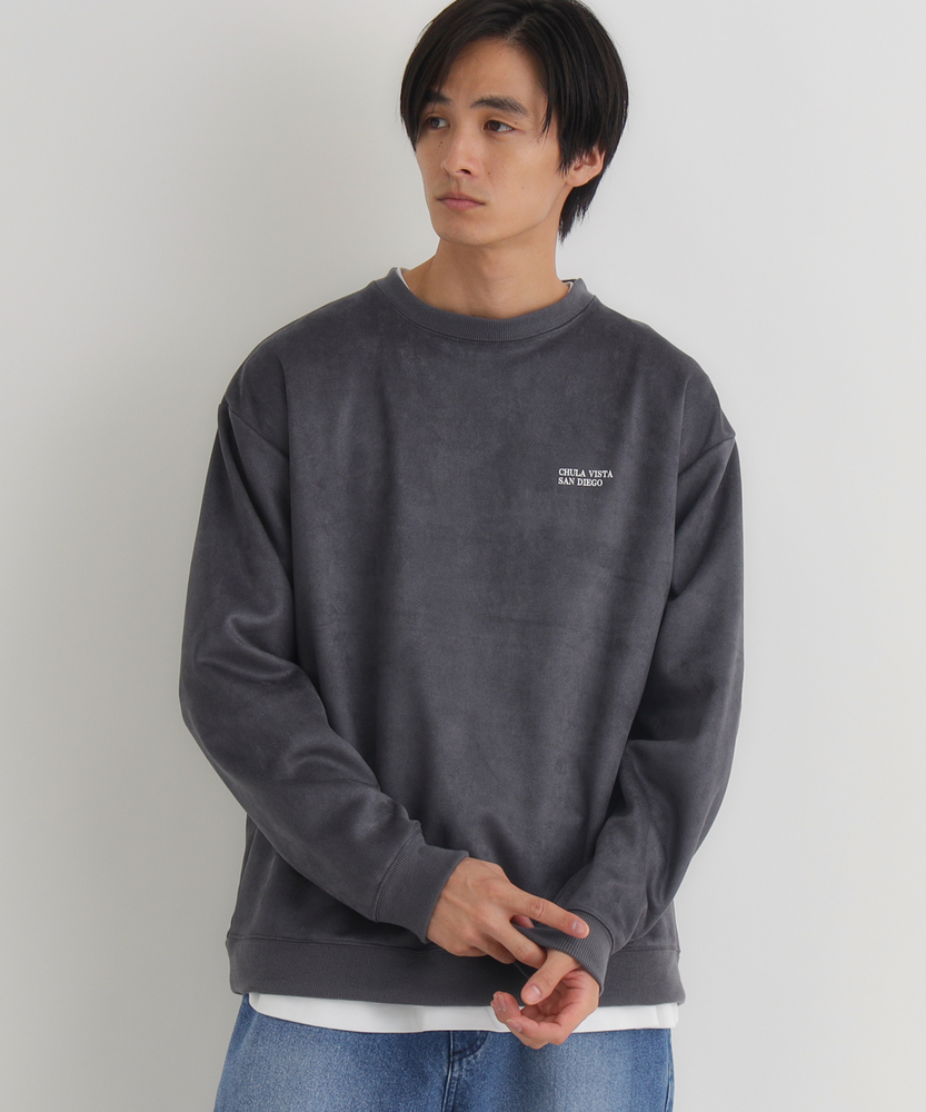 <カートにて10％off：WEB限定/12/8まで>フェイクスエードロゴクルートレーナー