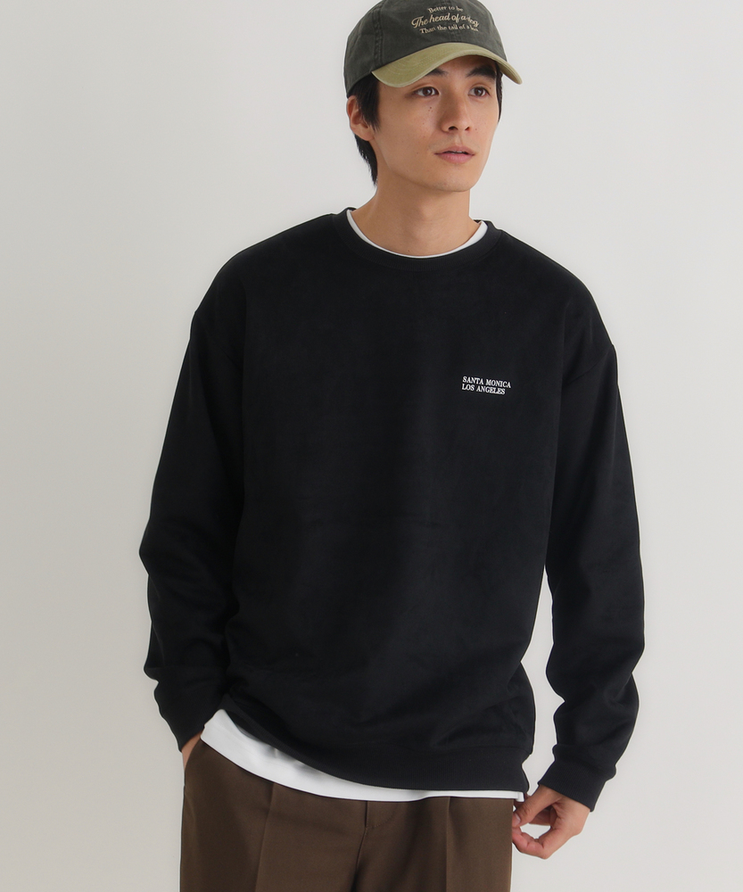 <カートにて10％off：WEB限定/12/8まで>フェイクスエードロゴクルートレーナー