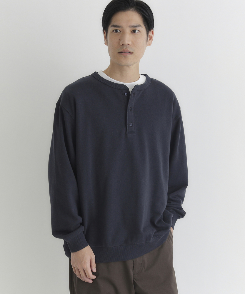 <カートにて10％off：WEB限定/12/8まで>スウェットヘンリーネックプルオーバートレーナー