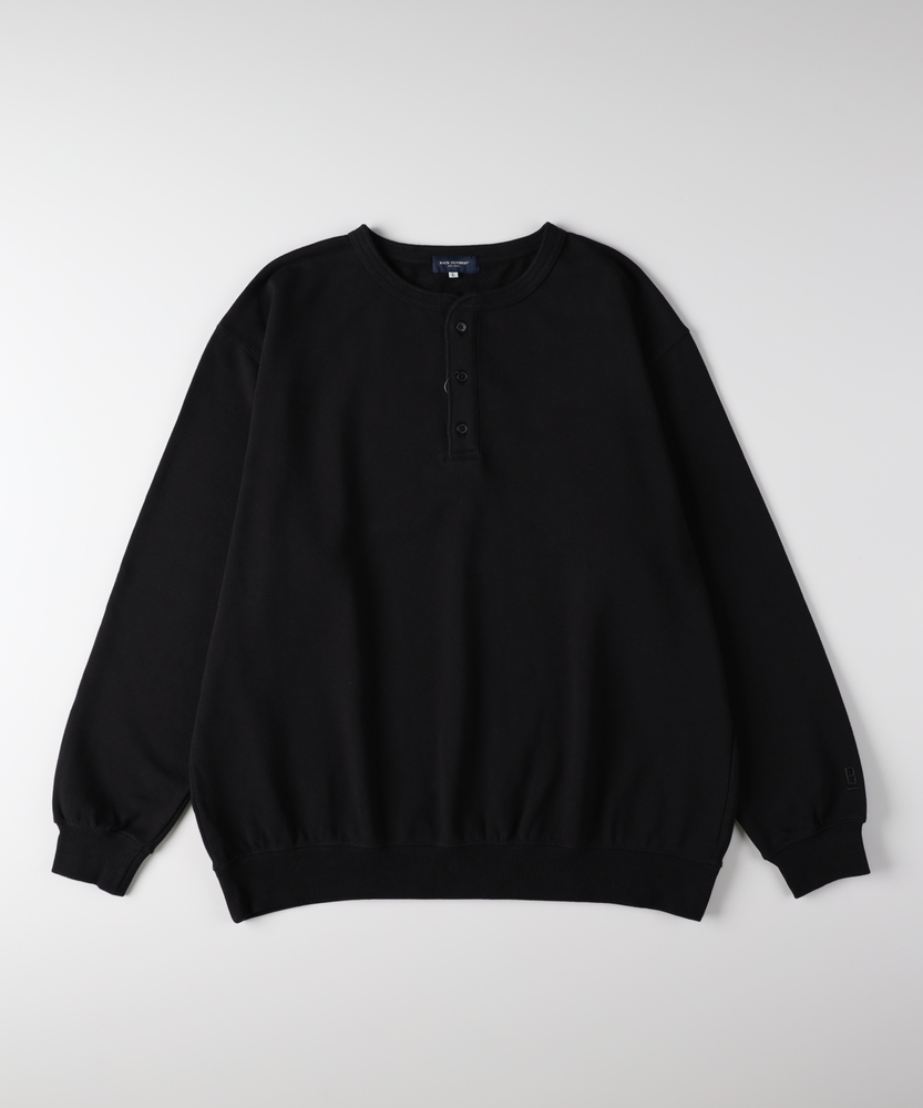 <カートにて10％off：WEB限定/12/8まで>スウェットヘンリーネックプルオーバートレーナー