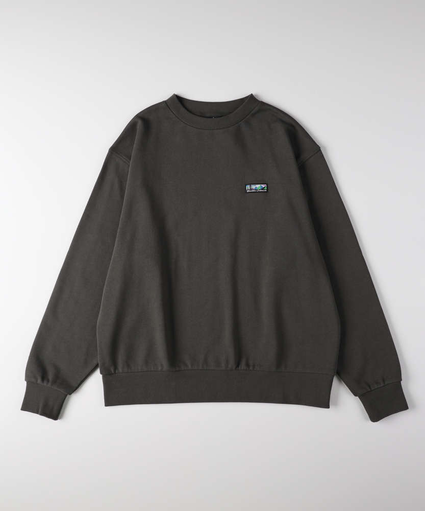 胸ラベルロゴクルーネックトレーナー(M ライトグレー): トップス