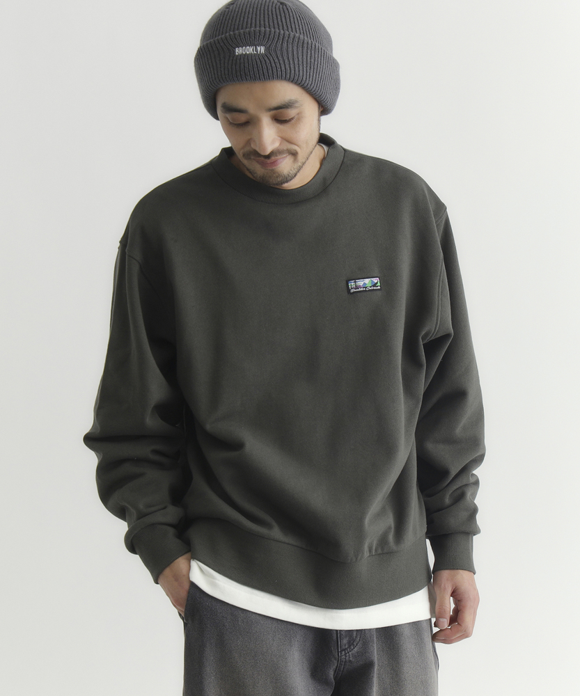 胸ラベルロゴクルーネックトレーナー(M オリーブ): トップス｜Right-on