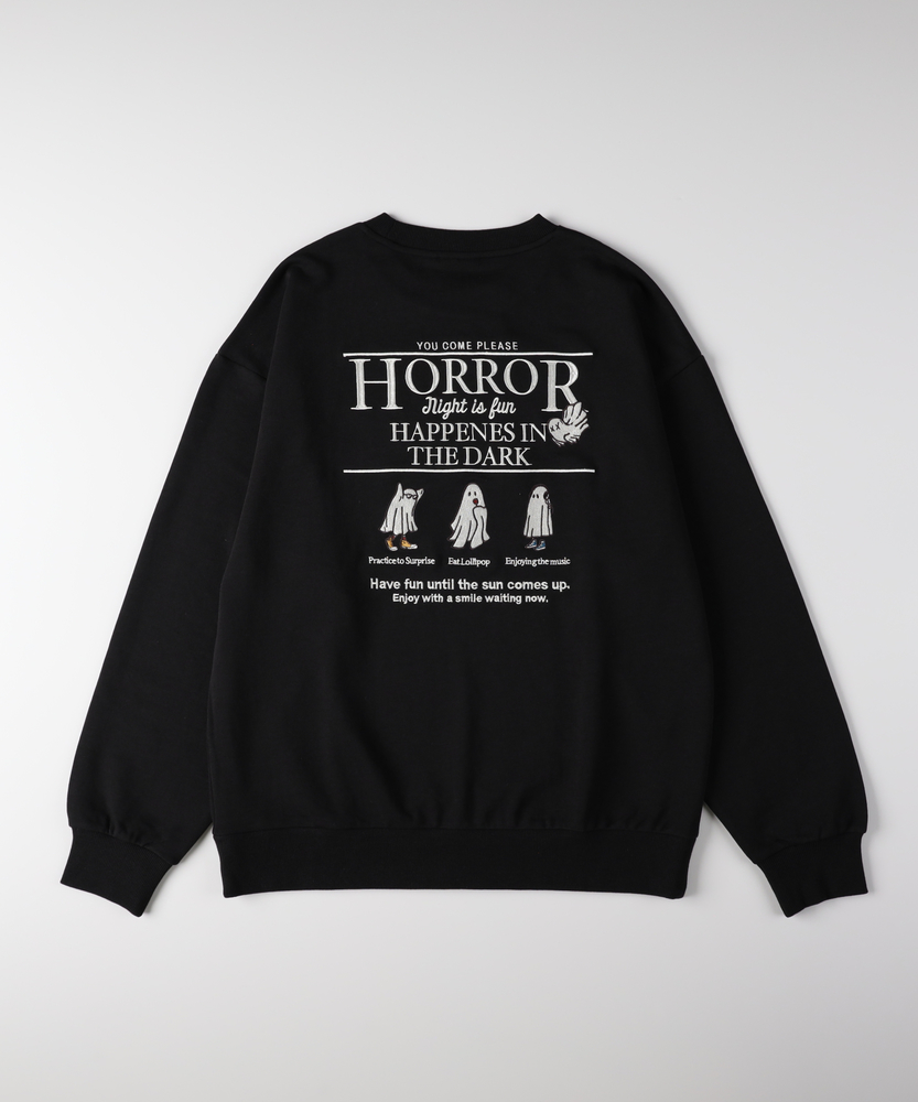 <カートにて10％off：WEB限定/12/8まで>ゴースト刺繍クルーネックトレーナー