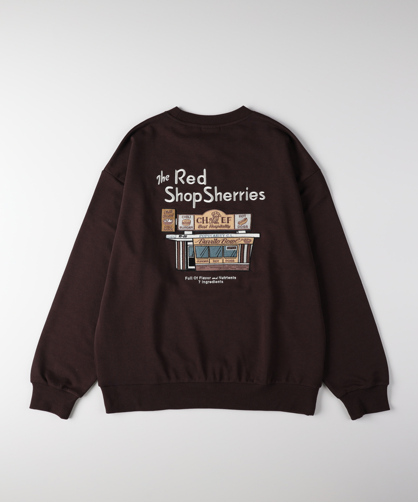 <カートにて10％off：WEB限定/12/8まで>刺繍グラフィッククルーネックトレーナー