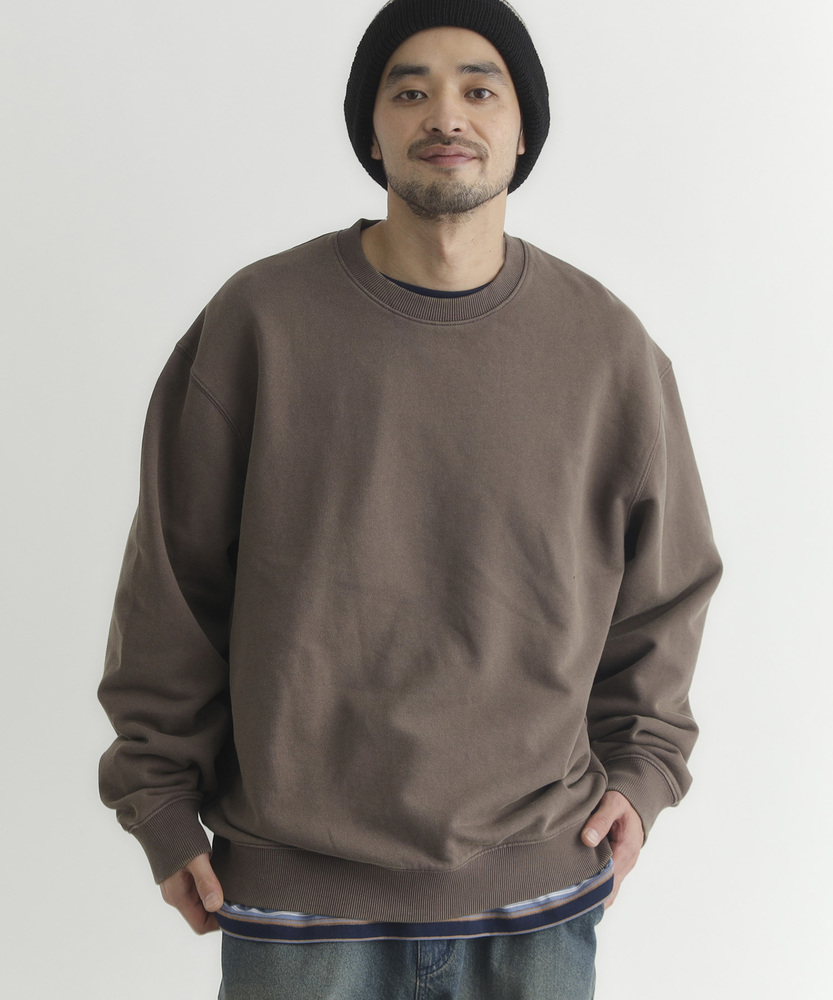 ピグメント加工クルーネックトレーナー