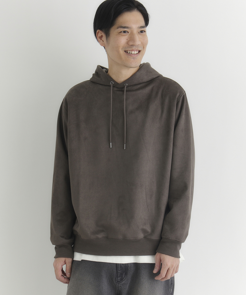 <カートにて10％off：WEB限定/12/8まで>フェイクスウェードパーカー