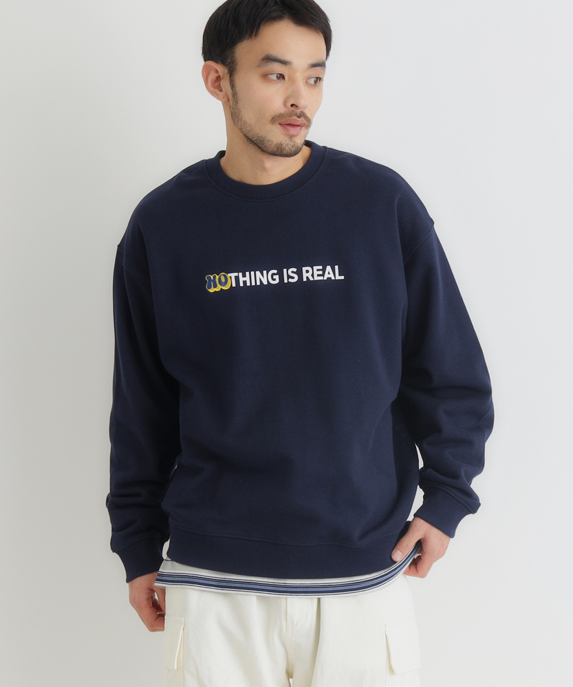 ワンポイントロゴ刺繍クルーネックプルオーバー