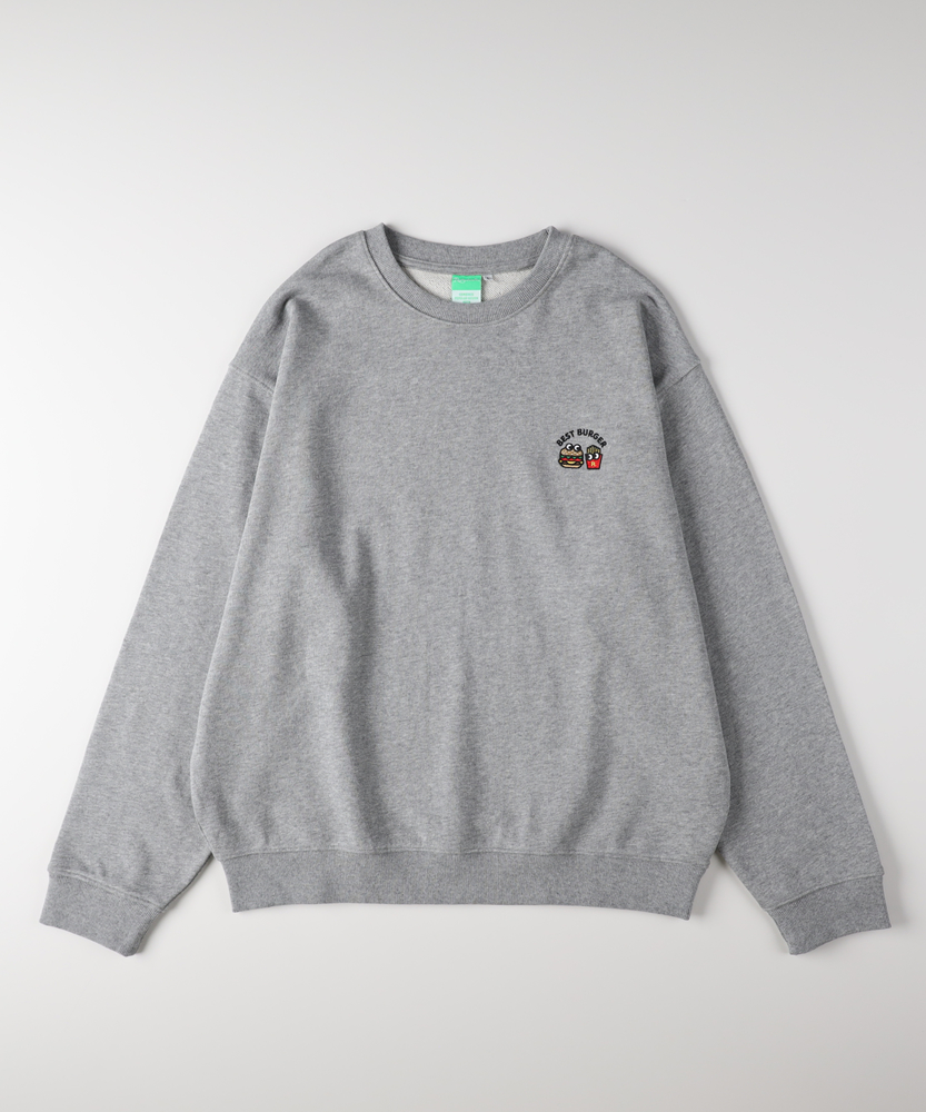 <カートにて10％off：WEB限定/12/8まで>ワンポイントロゴ刺繍クルーネックプルオーバー