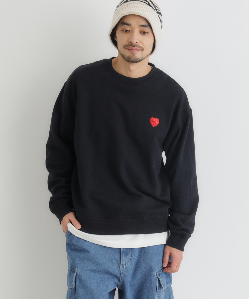 ワンポイントロゴ刺繍クルーネックプルオーバー