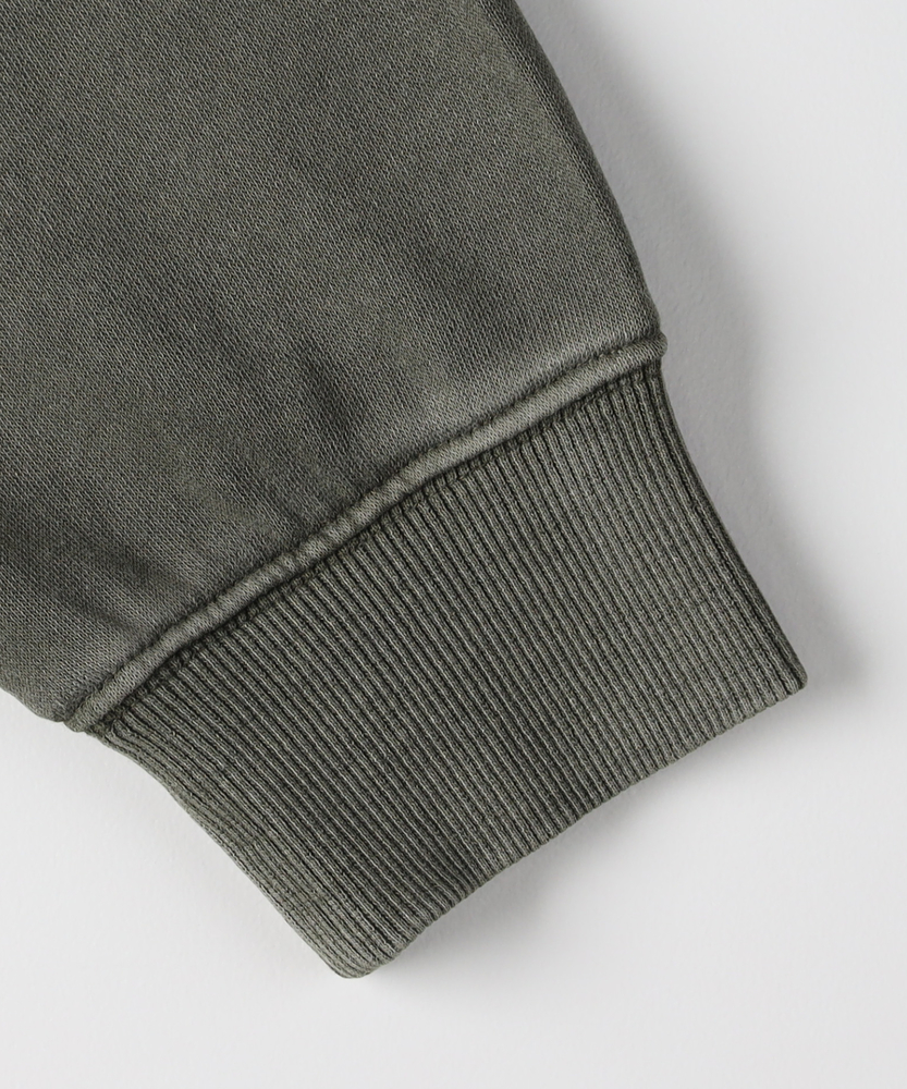 ピグメント加工スウェットクルーネックプルオーバー(S オリーブ