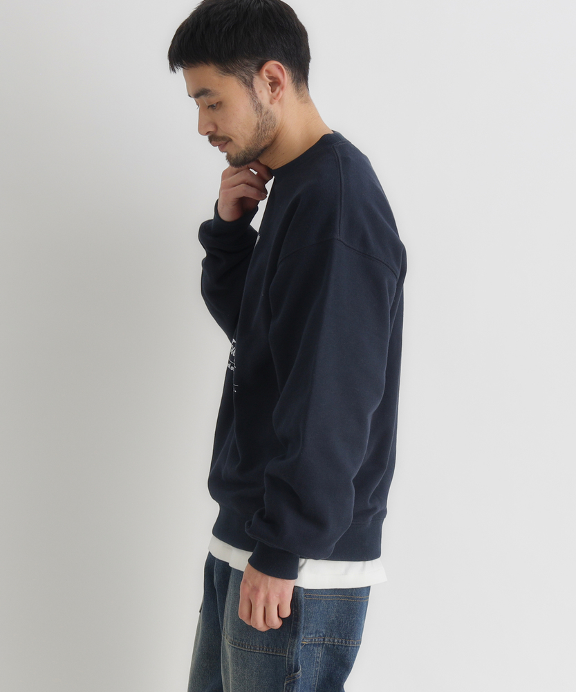 アニマル柄グラフィックスウェットプルオーバー(S ネイビー): トップス