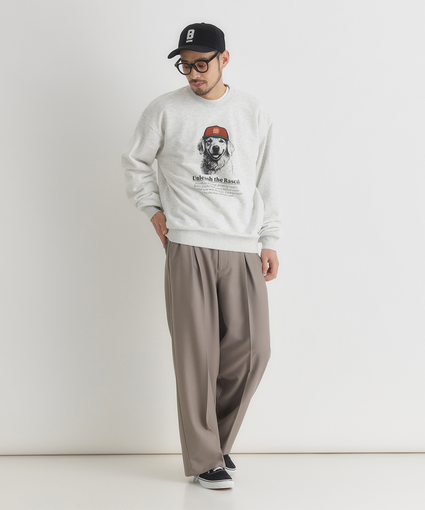 アニマル柄グラフィックスウェットプルオーバー(S ネイビー): トップス