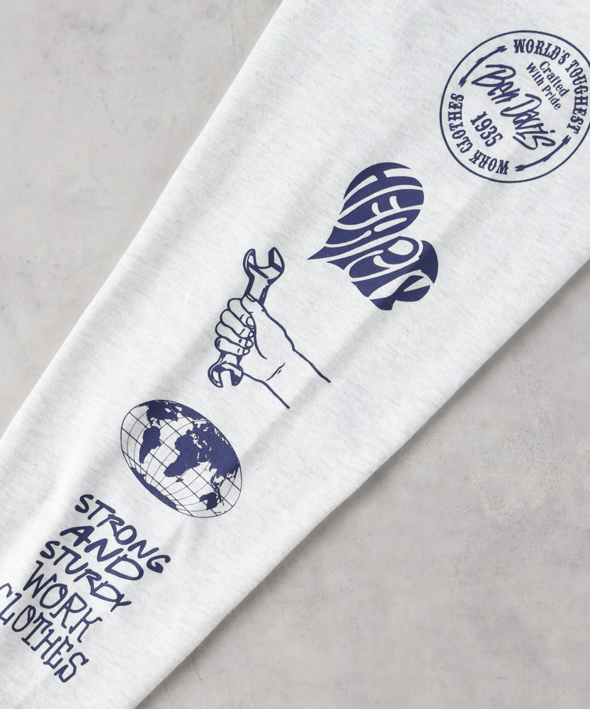 リアルレイヤードロングスリーブプリントTシャツ(M ネイビー