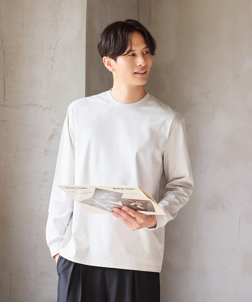 【店舗で人気】【さらっと心地良い】シルケット加工ロングスリーブTシャツ(遮熱・接触冷感)