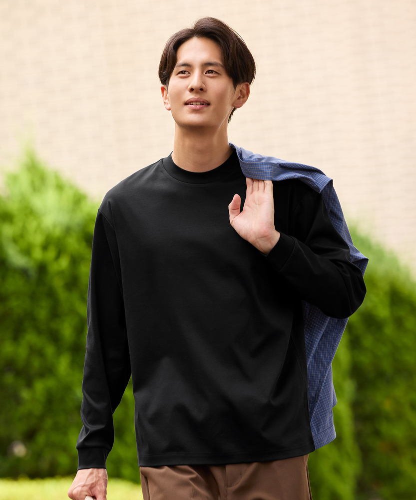 【店舗で人気】【さらっと心地良い】シルケット加工ロングスリーブTシャツ(遮熱・接触冷感)